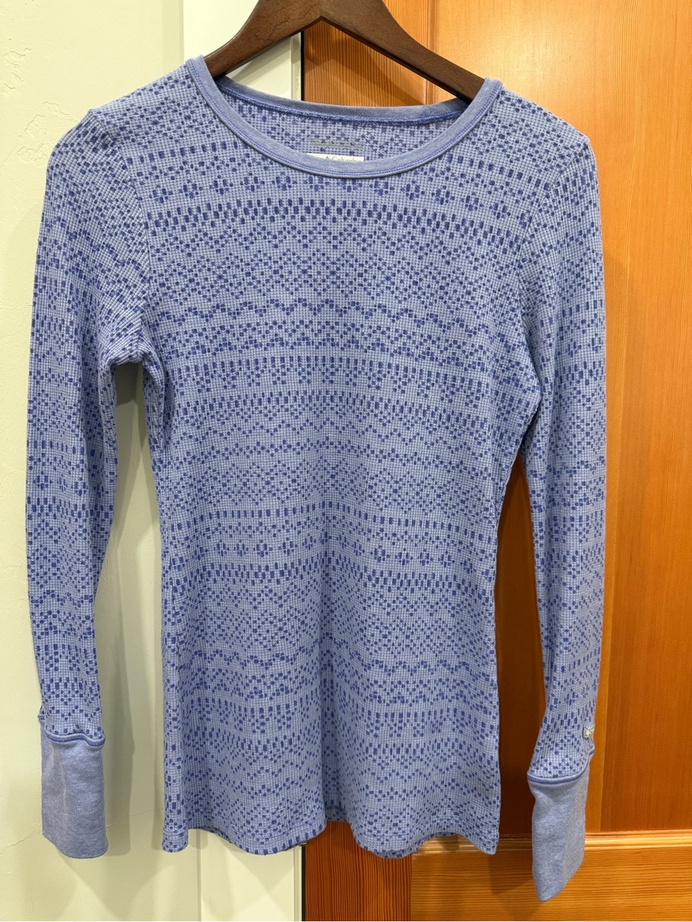 Light Blue/Purple Patterned Long-Sleeve Women's Top